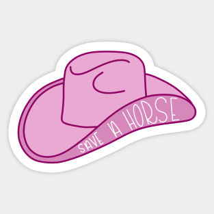 Save a Horse Cowboy Hat pink Sticker
